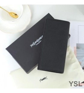 Yves Saint Laurent Kleine Monogram Continentale Portemonnee In Generfd Leder Zwart/Goud