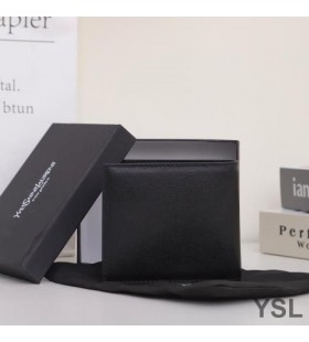 Yves Saint Laurent Kleine Monogram Oost/West Portemonnee In Soepel Leer Zwart/Zilver