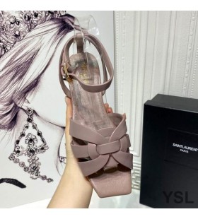 Yves Saint Laurent Tribute Flat Sandals In Smooth Leather Cherry