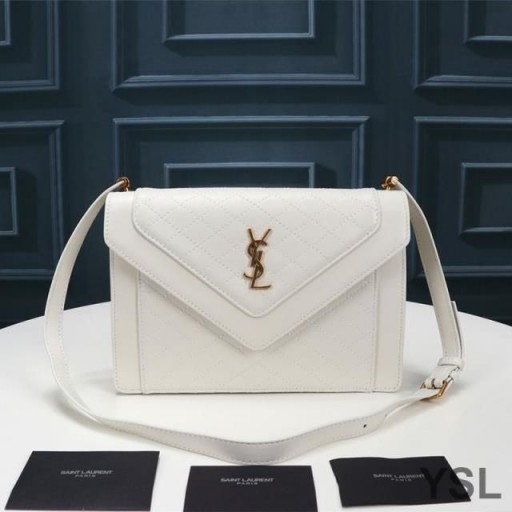 Yves Saint Laurent Gaby Olkalaukku Tikattu Karitsannahka Valkoinen