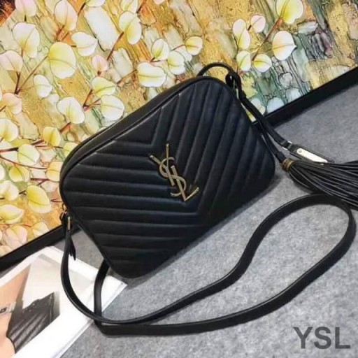 Yves Saint Laurent Lou Camera Bag In Matelasse Leather Black/Gold