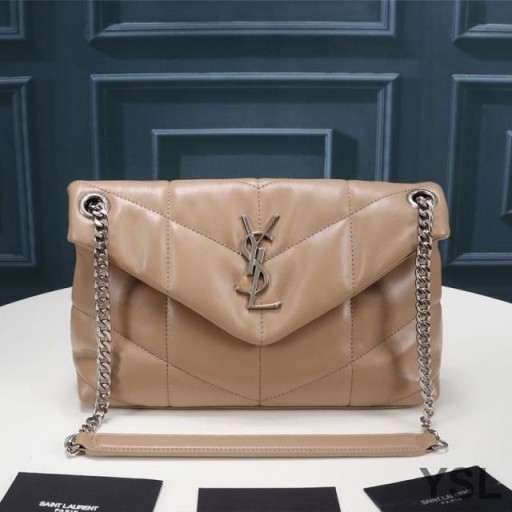 Yves Saint Laurent Pieni Loulou Pallokala Laukku Tikattu Karitsannahka Aprikoosi/Hopea