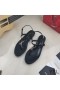 Yves Saint Laurent Cassandra Taulu Sandaalit T-Hihna Calfskin Nahka Musta