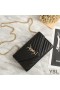 Yves Saint Laurent Monogrammi Ketju Lompakko Martioitu Matelasse Nahka Musta/Kulta