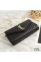 Yves Saint Laurent Monogrammi Ketju Lompakko Martioitu Matelasse Nahka Musta/Kulta