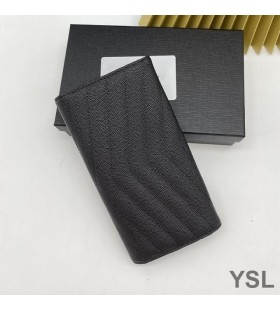Yves Saint Laurent Suuri Monogrammi Läppä Lompakko Martioitu Matelasse Nahka Musta