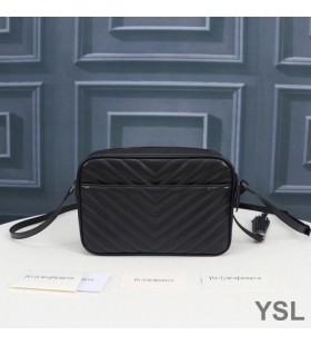 Yves Saint Laurent Lou Kamera Laukku Tikattu Nahka Musta/Hopea