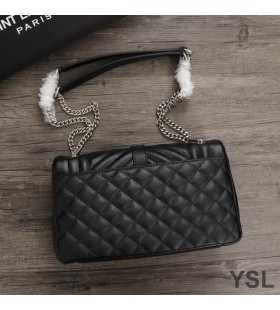 Yves Saint Laurent Keskipitkän College Ketju Laukku Kuvioitu Sekoitettu Matelasse Nahka Musta/Hopea