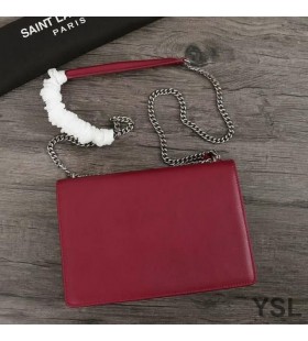Yves Saint Laurent Keskipitkän Sunset Ketju, Laukku Nahka-Punainen/Hopea