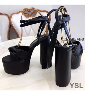 Yves Saint Laurent Paige Platform Sandals In Smooth Leather Black