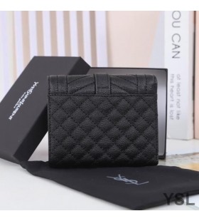 Yves Saint Laurent Pieni Kirjekuori Trifold Lompakko Seka Martioitu Matelasse Nahka Musta/Kulta