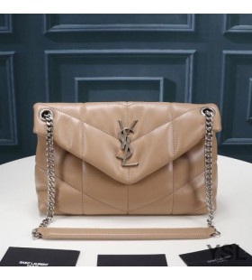 Yves Saint Laurent Pieni Loulou Pallokala Laukku Tikattu Karitsannahka Aprikoosi/Hopea