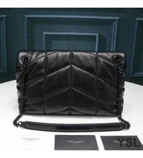 Yves Saint Laurent Pieni Loulou Pallokala Laukku Quilted Musta Karitsannahka