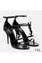 Yves Saint Laurent Cassandra 100 Sandales En Cuir verni Noir avec Logo Noir