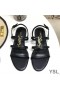 Yves Saint Laurent Cassandra Sandales Plates Avec Cinq Sangles En Cuir De Veau Noir