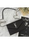 Yves Saint Laurent L'Enveloppe De La Chaîne Porte-Monnaie Dans Texturé Cuir Matelassé Noir/Argent