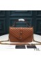 Yves Saint Laurent Moyen College Sac De Chaîne En Plissé Cuir Matelassé Marron/Or