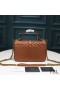 Yves Saint Laurent Moyen College Sac De Chaîne En Plissé Cuir Matelassé Marron/Or