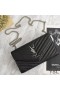 Yves Saint Laurent Monogramme De La Chaîne Porte-Monnaie Dans Grainé Matelassé En Cuir Noir/Argent