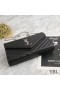 Yves Saint Laurent Monogramme De La Chaîne Porte-Monnaie Dans Grainé Matelassé En Cuir Noir/Argent