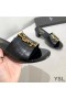 Yves Saint Laurent Monogramme Diapositives À Talons Hauts, En Alligator En Cuir Noir