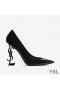 Yves Saint Laurent Opyum Pompes En Cuir verni Noir Talon Noir