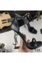 Yves Saint Laurent Opyum Sandales En Cuir Lisse Avec Du Bambou Talon Noir