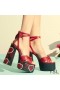Yves Saint Laurent Paige Sandales à Plateforme En Cuir avec Motif Coeurs Rouge