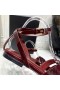 Yves Saint Laurent Tribute Sandales Plates En Cuir Verni Bourgogne