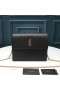 Yves Saint Laurent Victoire De La Chaîne De Sac En Cuir Froissé Noir/Or
