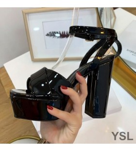 Yves Saint Laurent Bonbons Sandales À Plateforme En Cuir Verni Noir
