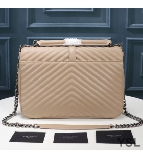 Yves Saint Laurent Grand Classique Du Collège De La Chaîne Sac Matelassé En Cuir Abricot/Argent