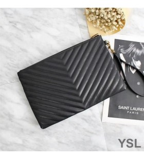 Yves Saint Laurent Monogramme Embrayage En Cuir Matelassé Noir/Or