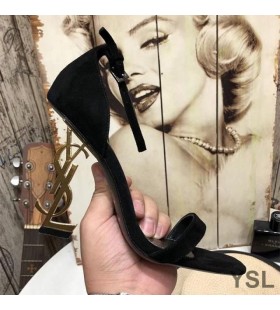 Yves Saint Laurent Opyum Sandales En Daim Avec De L'Or Talon Noir