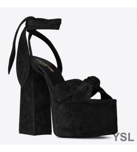 Yves Saint Laurent Paige Sandales À Plateforme En Daim Noir