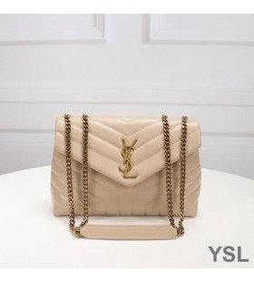 Yves Saint Laurent Petit Loulou Sac De Chaîne En Y Matelassé En Cuir Abricot/Or