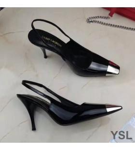 Yves Saint Laurent Vesper Escarpins En Cuir Verni Noir