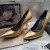 Yves Saint Laurent Opyum Pompes En Cuir Lisse avec de l'Or Talon d'Or