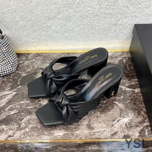 Yves Saint Laurent Bianca Heeled Slides In Glattleder Schwarz