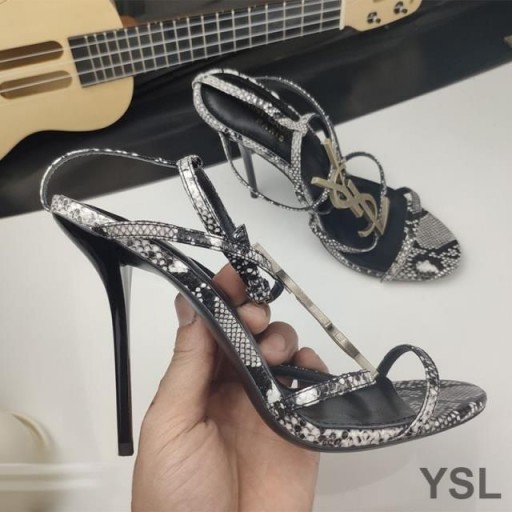 Yves Saint Laurent Cassandra Sandalen Python Leder Schwarz