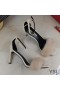 Yves Saint Laurent Amber Sandals In Glattem Leder und Nerz Beige