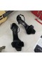 Yves Saint Laurent Amber Sandals In Glattem Leder und Nerz Schwarz