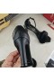 Yves Saint Laurent Amber Sandals In Glattem Leder und Nerz Schwarz