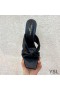 Yves Saint Laurent Bianca Heeled Slides In Glattleder Schwarz