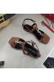 Yves Saint Laurent Cassandra Flache Sandalen mit Brückenkopf-Schleife In Glatt Leder Braun