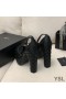 Yves Saint Laurent Jodie Plattform Sandalen Gesteppte Leder Schwarz