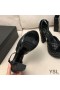 Yves Saint Laurent Jodie Plattform Sandalen Gesteppte Leder Schwarz