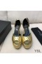 Yves Saint Laurent Jodie Plattform Sandalen Gesteppte Leder Gold