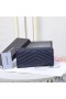 Yves Saint Laurent Large Monogram Flap Wallet In Gefältelt Matelasse-Leder Navy Blau