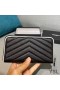 Yves Saint Laurent Großen Monogramm Zip Um Brieftasche Aus Genarbtem Matelasse-Leder Schwarz/Weiß